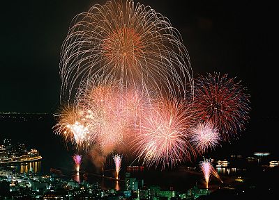 fireworks, cities - duplicate desktop wallpaper