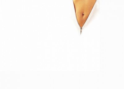 navel, pierced navel, zippers, white background - random desktop wallpaper
