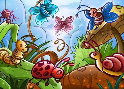 comics, insects, snails, ladybirds, children - random desktop wallpaper