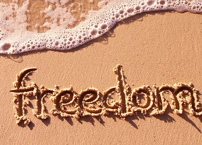 freedom, sand, writing, beaches - desktop wallpaper