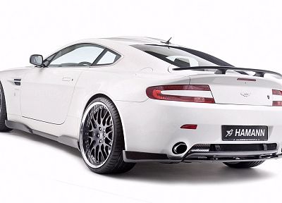 white, cars, Aston Martin, back view, Aston Martin Vantage, white background, Hamann Motorsport GmbH - related desktop wallpaper