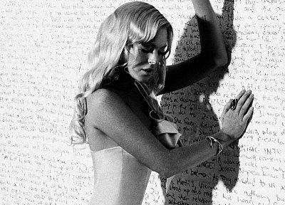 women, Lindsay Lohan, grayscale - desktop wallpaper