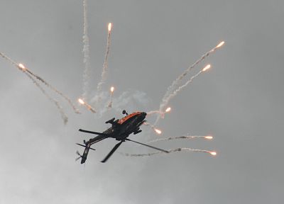 aircraft, helicopters, vehicles, flares, AH-64 Apache - random desktop wallpaper