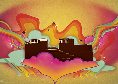 abstract, buildings, psychedelic - desktop wallpaper
