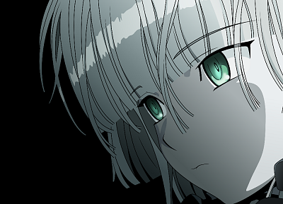 transparent, green eyes, Gosick, white hair, Victorique de Blois, anime vectors - random desktop wallpaper
