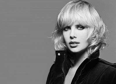 blondes, women, Charlize Theron, grayscale, monochrome - related desktop wallpaper