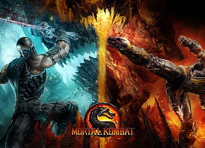scorpion, Mortal Kombat, Sub-Zero, Mortal Kombat logo - random desktop wallpaper