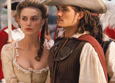 movies, Keira Knightley, Pirates of the Caribbean, Orlando Bloom, Elizabeth Swann - random desktop wallpaper