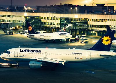 aircraft, airports, Lufthansa, Airbus 319 - random desktop wallpaper