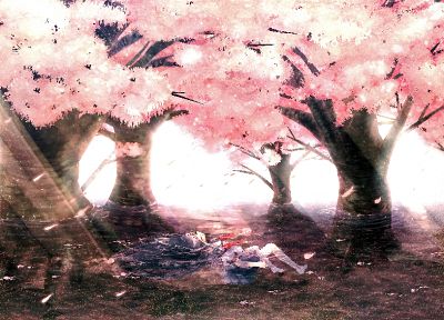 water, trees, anime - random desktop wallpaper