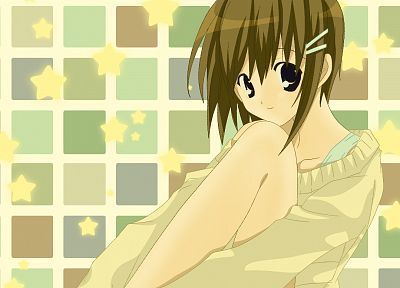 stars, brown eyes, short hair, anime girls - random desktop wallpaper