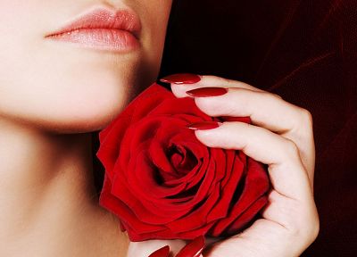 women, lips, roses - random desktop wallpaper