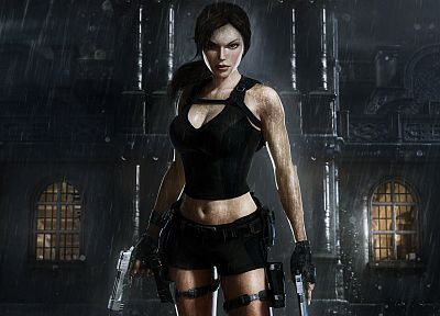 video games, rain, Tomb Raider, Lara Croft, 3D - random desktop wallpaper