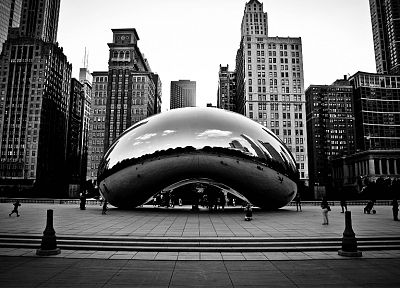 cityscapes, Chicago, buildings, monochrome, greyscale - related desktop wallpaper