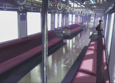 trains, Makoto Shinkai, lonely, 5 Centimeters Per Second, standing, artwork, vehicles, anime, empty - desktop wallpaper