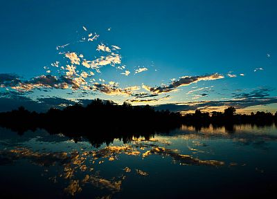 water, sunset, clouds, skyscapes, reflections - random desktop wallpaper