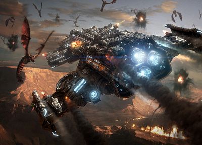 video games, Zerg, Terran, Hyperion, spaceships, vehicles, StarCraft II - related desktop wallpaper