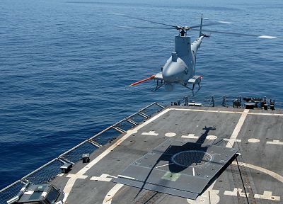 helicopters, vehicles, UAV, landing, MQ-8 Fire Scout, sea - desktop wallpaper