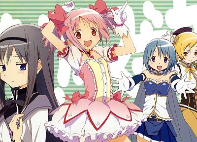 Mahou Shoujo Madoka Magica, Miki Sayaka, Tomoe Mami, Kaname Madoka, Akemi Homura - random desktop wallpaper