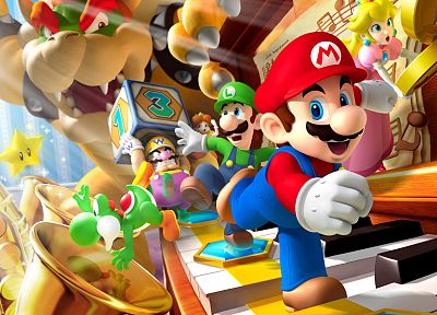 piano, Mario Bros, Luigi, Bowser, Yoshi, Wario - desktop wallpaper