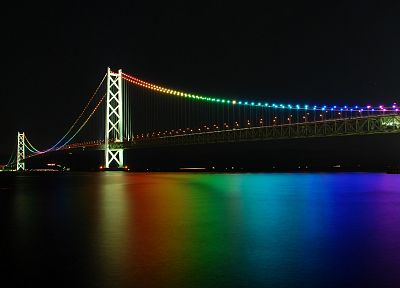 night, bridges, rainbows - random desktop wallpaper