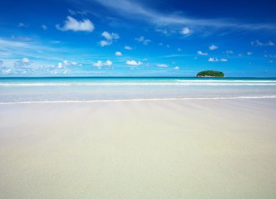 blue, ocean, clouds, landscapes, nature, paradise, islands, sea - related desktop wallpaper