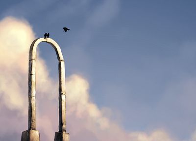 birds, artwork, arch, skyscapes - random desktop wallpaper