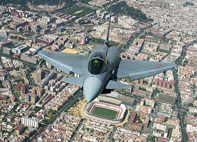 Eurofighter Typhoon, jet aircraft, aerial photography - duplicate desktop wallpaper