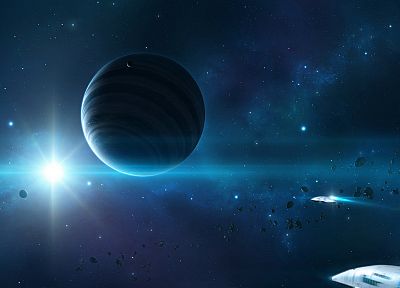 outer space, stars, planets, spaceships, asteroids - related desktop wallpaper