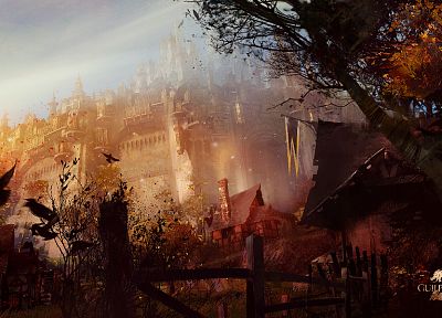 video games, castles, artwork, MMORPG, Guild Wars 2 - related desktop wallpaper