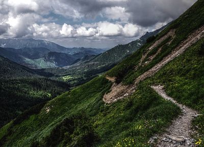 mountains, nature, Single Track - random desktop wallpaper