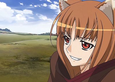 Spice and Wolf, animal ears, red eyes, anime, Holo The Wise Wolf, anime girls - related desktop wallpaper