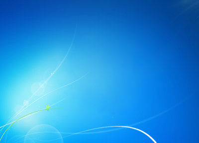 Windows 7, leaves, Microsoft Windows, blue background - desktop wallpaper