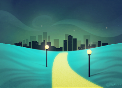 night, city skyline - desktop wallpaper