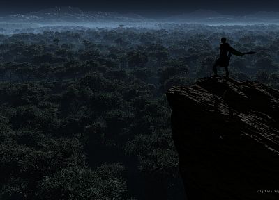 night, forests, cliffs - random desktop wallpaper