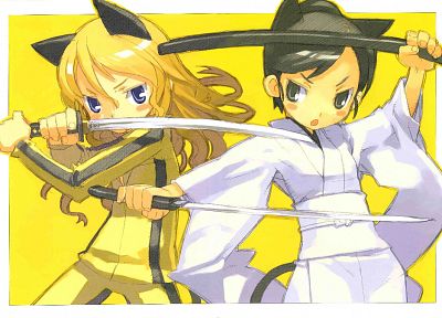 Kill Bill, nekomimi, anime girls - duplicate desktop wallpaper