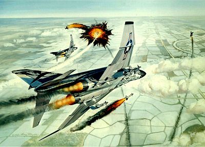 aircraft, missiles, artwork, F-4 Phantom II - random desktop wallpaper