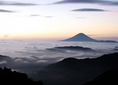 Japan, clouds, landscapes, nature, Mount Fuji, skies - desktop wallpaper