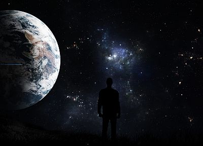 outer space, stars, planets, Earth, men, HDR photography - desktop wallpaper