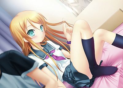 school uniforms, Kousaka Kirino, anime, Ore No Imouto Ga Konna Ni Kawaii Wake Ga Nai, anime girls, knee socks - related desktop wallpaper