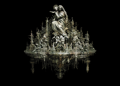 sculptures, Christianity, kris kuksi, black background, Magi - related desktop wallpaper