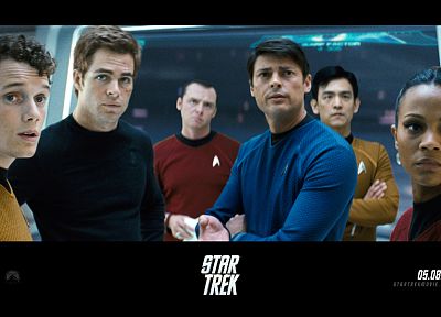 movies, Star Trek, James T. Kirk, Hikaru Sulu, Uhura, Leonard McCoy, Montgomery Scott, Pavel Chekov - related desktop wallpaper