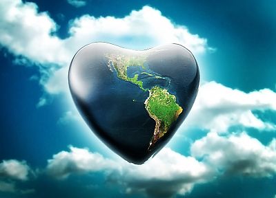 clouds, Earth, hearts - desktop wallpaper