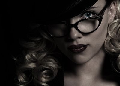 women, Scarlett Johansson, actress, glasses, The Spirit, girls with glasses - random desktop wallpaper