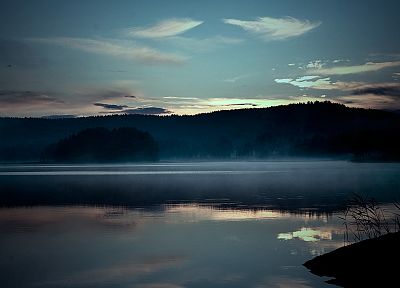 water, clouds, landscapes, nature, forests, lakes, dusk - related desktop wallpaper