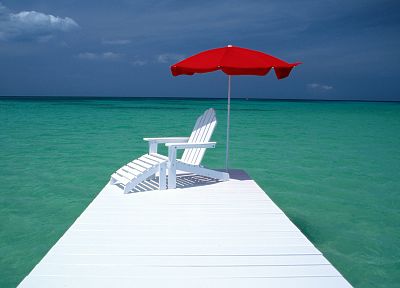 water, umbrellas, Aruba - desktop wallpaper