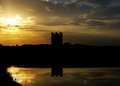 sunset, castles, rivers - duplicate desktop wallpaper