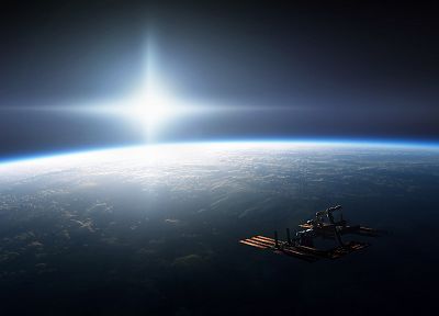 outer space, Earth, satellite - desktop wallpaper