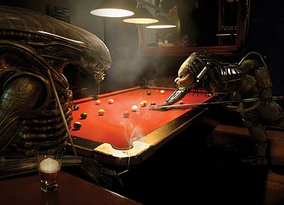 Aliens vs Predator movie, billiards tables - random desktop wallpaper