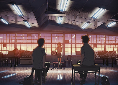 classroom, Makoto Shinkai, anime, The Place Promised in Our Early Days, violinist - random desktop wallpaper